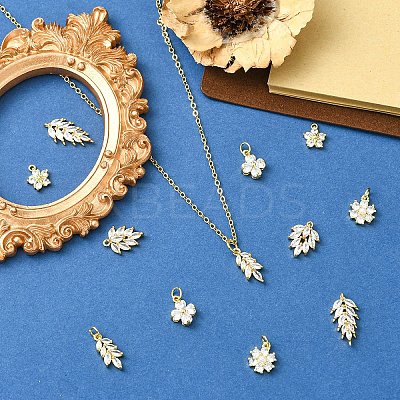 6Pcs 3 Styles Brass Pave Cubic Zirconia Pendants KK-YW0003-80-1