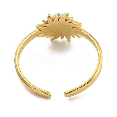 Ion Plating(IP) 304 Stainless Steel Synthetic Turquoise Cuff Rings G-Z056-01G-05-1