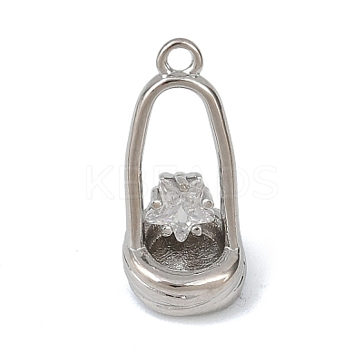 Brass Micro Pave Clear Cubic Zirconia Pendants KK-G545-19P-1