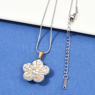 304 Stainless Steel Two Tone Pendant Necklaces for Women NJEW-S445-01D-GP-1