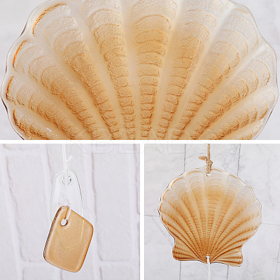 Hot Melt Glass Shell Shape Pendant Decoration AJEW-WH20073-014-1