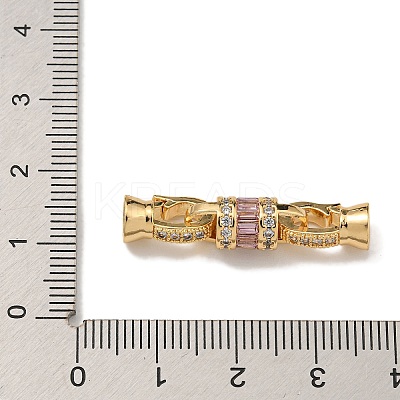 Brass Micro Pave Cubic Zirconia Fold Over Clasps KK-U037-43G-01-1