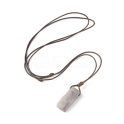 Natural Amethyst Nugget Pendant Necklace with Waxed Cord for Women NJEW-F306-01C-1