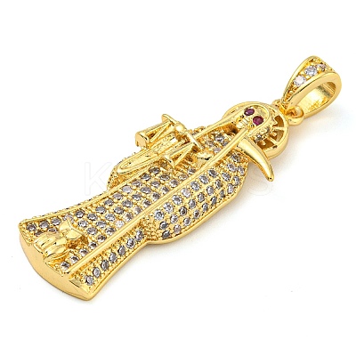 Rack Plating Brass Micro Pave Cubic Zirconia Pendants KK-Z063-09G-02-1