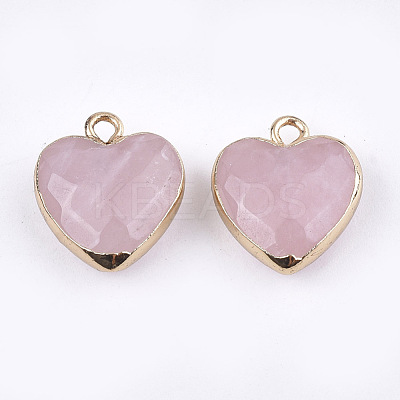 Electroplate Natural Rose Quartz Pendants X-G-T112-03H-1