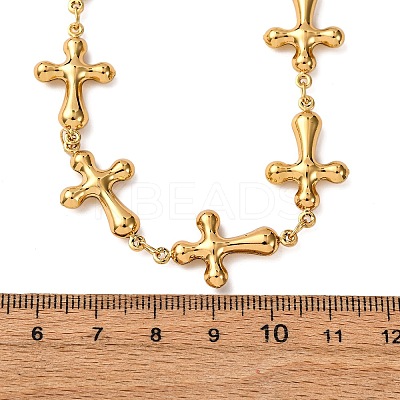 304 Stainless Steel Cross Link Chain Necklaces for Women NJEW-G178-03G-01-1