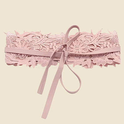 Imitation Leather Flower Lace Wide Chain Belts AJEW-WH20077-032C-1