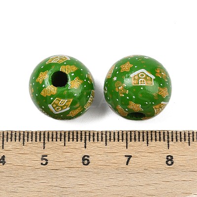 Christmas Printed Schima Wood European Beads WOOD-I015-01Q-1