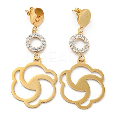 Ion Plating(IP) Golden 304 Stainless Steel Geometry Dangle Stud Earrings EJEW-D083-10B-G-1