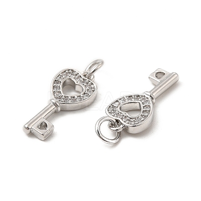 Brass Micro Pave Clear Cubic Zirconia Pendants KK-E068-VB179-1