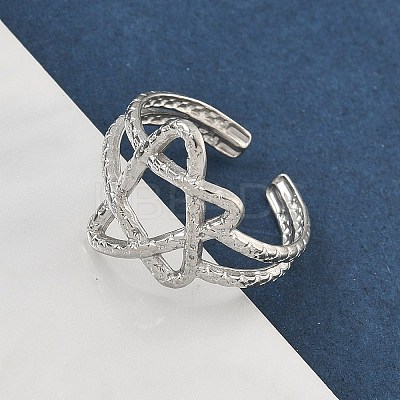 304 Stainless Steel Open Cuff Rings for Women RJEW-A079-07A-P-1