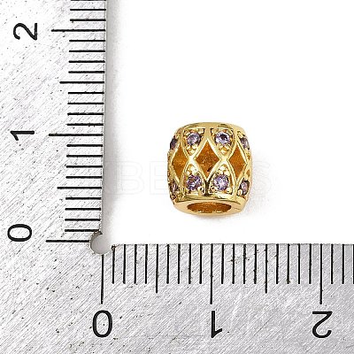Hollow Barrel Rack Plating Brass Cubic Zirconia European Beads KK-L236-06G-1