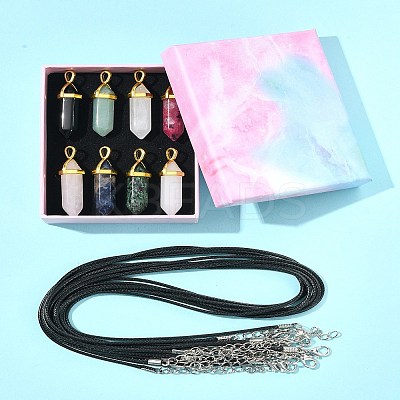 DIY Natural Gemstone & Waxed Cord Necklace Making Kits DIY-FS0008-04A-1