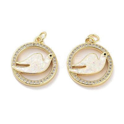 Brass Micro Pave Clear Cubic Zirconia Pendants KK-L213-024G-02-1