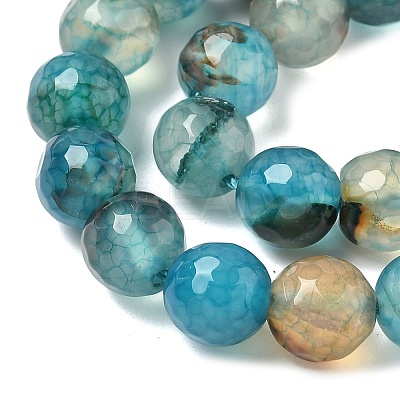 Dyed Natural Agate Faceted Round Beads Strands G-E320E-8mm-15-1