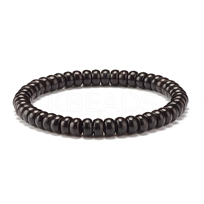 Black Coconut Shell Beads Stretch Bracelet BJEW-JB07353-1