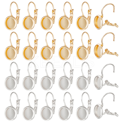 40Pcs 2 Colors 304 Stainless Steel Leverback Earring Settings STAS-BBC0003-73-1