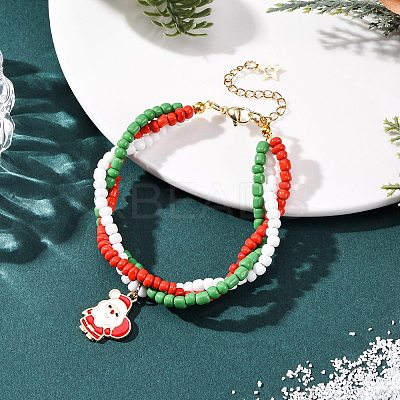 Christmas Alloy Enamel Charm Bracelets BJEW-JB12482-03-1