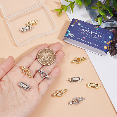 12Pcs 4 Style Brass Micro Pave Clear Cubic Zirconia Fold Over Clasps & Brass Fold Over Clasps KK-SC0004-10-1