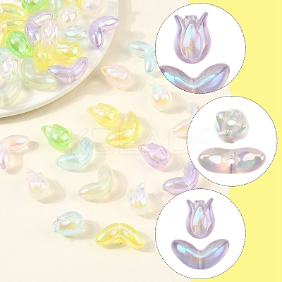 48Pcs 2 Styles UV Plating Transparent Acrylic Beads SACR-FS0001-36-1