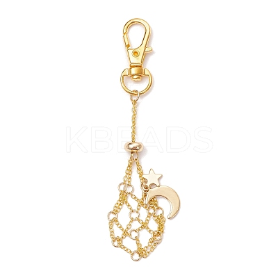Moon Alloy Swivel Lobster Claw Clasps & Brass Cable Chains AJEW-JB01336-02-1