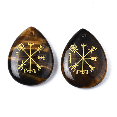 Natural Tiger Eye Pendants G-T122-72C-1