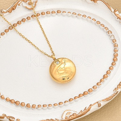 304 Stainless Steel Clear Cubic Zirconia Constellation Pendant Necklaces NJEW-R021-02G-06-1