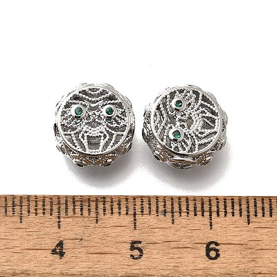 Brass Micro Pave Green Cubic Zirconia Beads KK-M318-44P-01-1