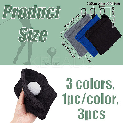 3Pcs 3 Colors Polyester Fibre Golf Wipe Towel AJEW-OC0005-36A-1