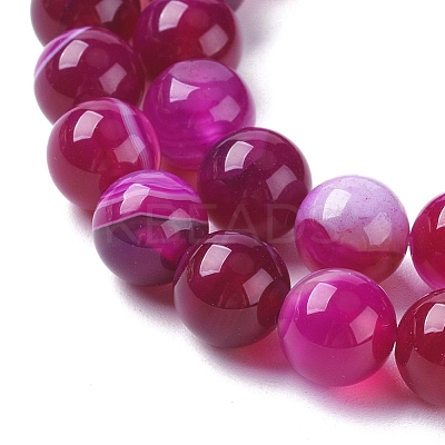 Natural Striped Agate/Banded Agate Beads Strands G-G582-6mm-56-1