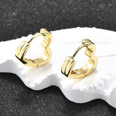 Heart Brass Hoop Earrings EJEW-H157-05G-1