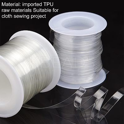 2 Rolls 2 Styles Invisible Stretchy TPU Plastic Transparent Elastic Strap EW-NB0001-09-1