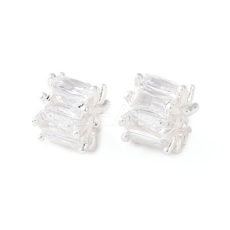 Brass Micro Pave Cubic Zirconia European Beads KK-C157-09D-S-1