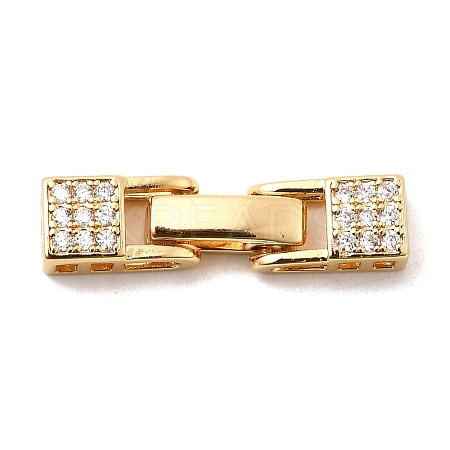 Brass Micro Pave Clear Cubic Zirconia Interlocking Clasps X-KK-C075-36G-1