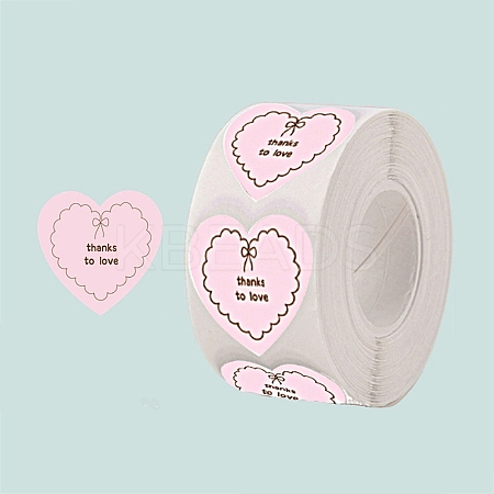 500Pcs Heart with Thank You Roll Stickers DIY-U008-01G-1