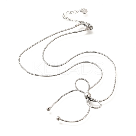 304 Stainless Steel Bowknot Pendant Snake Chain Necklaces for Women NJEW-R014-01P-1
