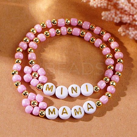 2Pcs Mother's Day Resin Beads Stretch Bracelets SK3516-1-1