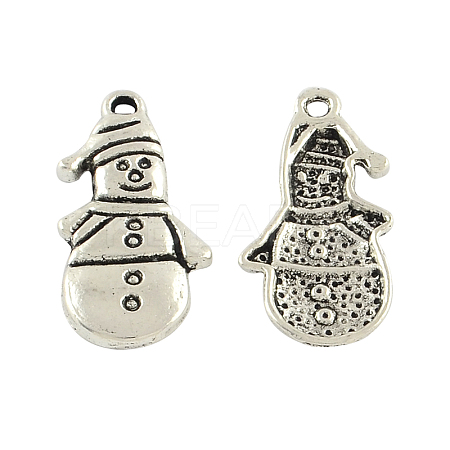 Tibetan Style Christmas Snowman Alloy Pendants TIBEP-Q050-12AS-RS-1