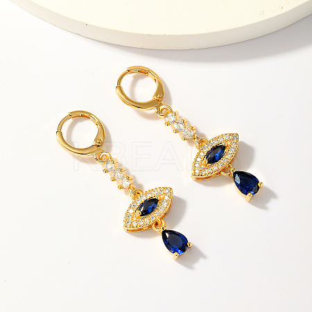 Elegant Brass Pave Cubic Zirconia Eye Leverback Earrings YO2993-1