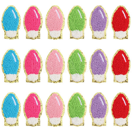 18Pcs 6 Colors Christmas Light Bulbs Polyester Embroidery Sew on Cloth Patches PATC-CA0001-35-1