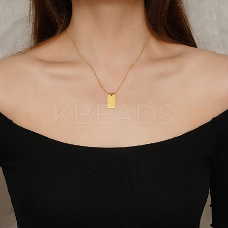 Stylish Stainless Steel 12 Zodiac Rectangle Pendant Necklaces for women GA2858-3-1