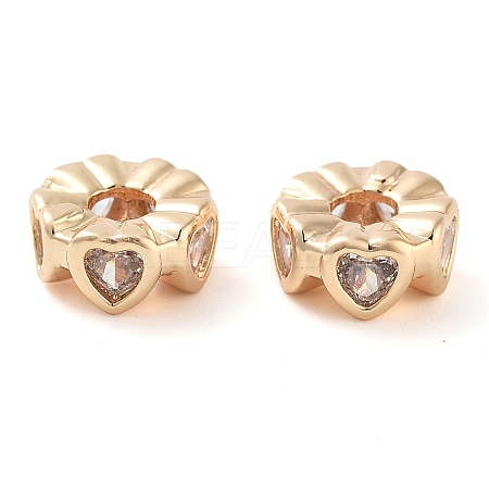 Brass Micro Pave Clear Cubic Zirconia Beads KK-U028-26G-1