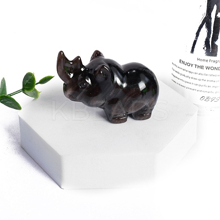 Natural Obsidian Carved Rhinoceros Statue PW-WG44714-03-1