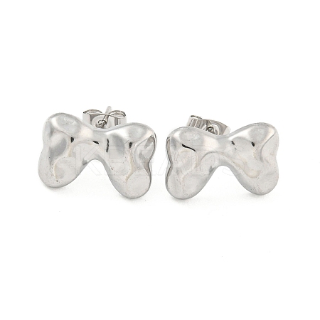 Non-Tarnish Bowknot 304 Stainless Steel Ear Studs EJEW-L290-020P-1