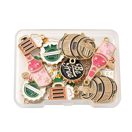 16Pcs 8 Styles Oktoberfest Alloy Enamel Pendants ENAM-FP0001-83-1