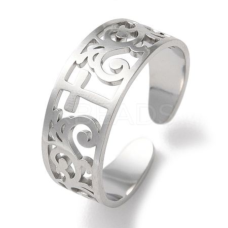Non-Tarnish 304 Stainless Steel Open Cuff Ring RJEW-C063-01P-1
