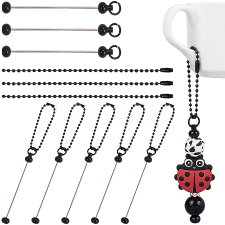 8Pcs Spray Printed Alloy Bar Beadable Pendant Decorations for Jewelry Making DIY Crafts IFIN-SC0001-77-1