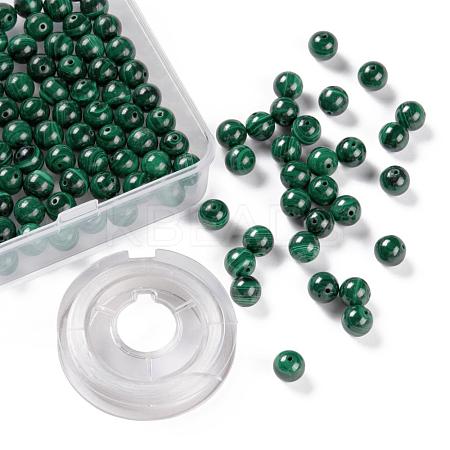 100Pcs 8mm Natural Malachite Round Beads DIY-LS0002-33-1