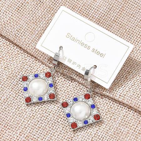 304 Stainless Steel Rhombus Hoop Earrings EJEW-A119-11P-1