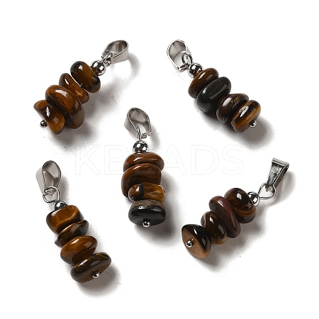 Natural Tiger Eye Chip Pendants G-H307-07P-02-1